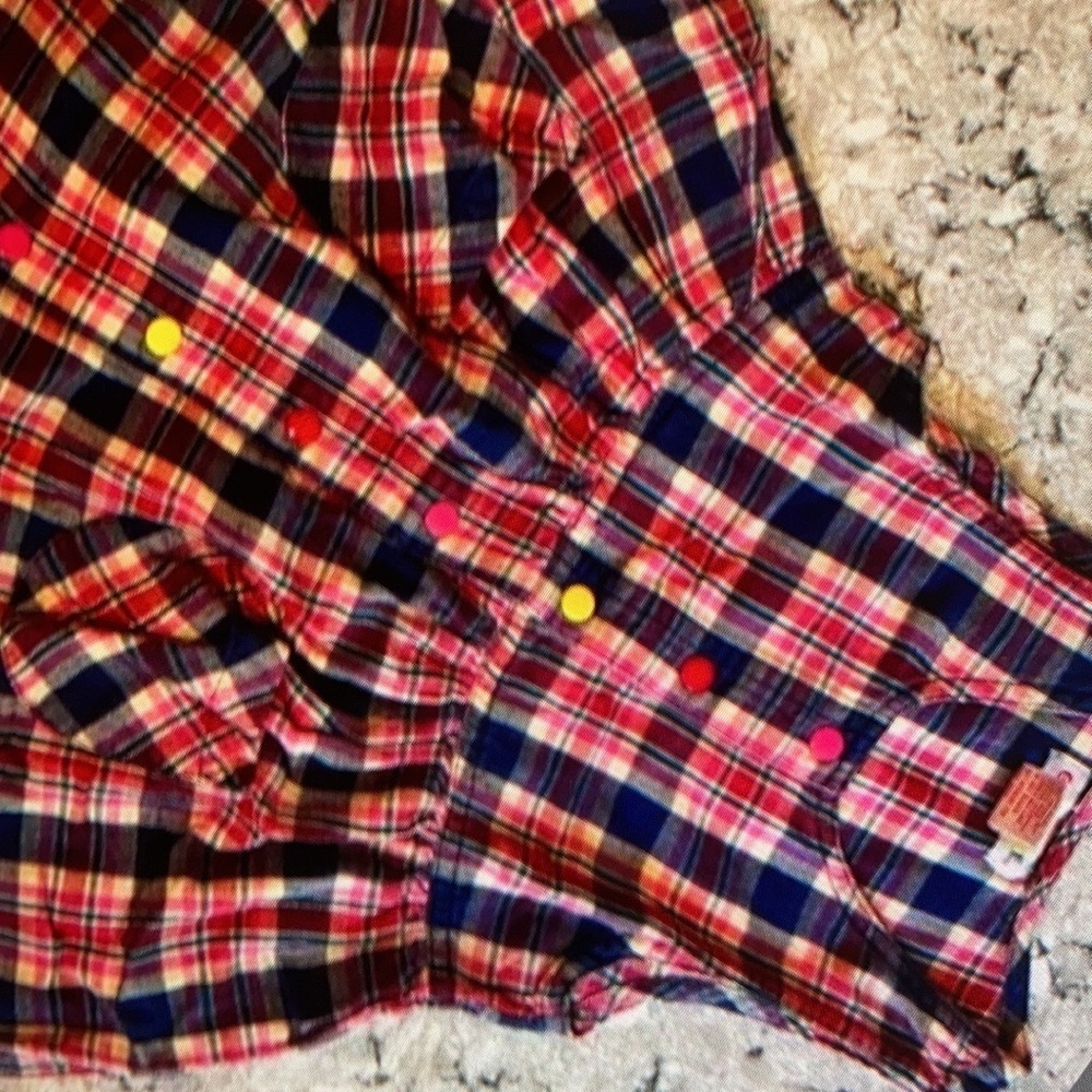 Bright plaid kids blouse